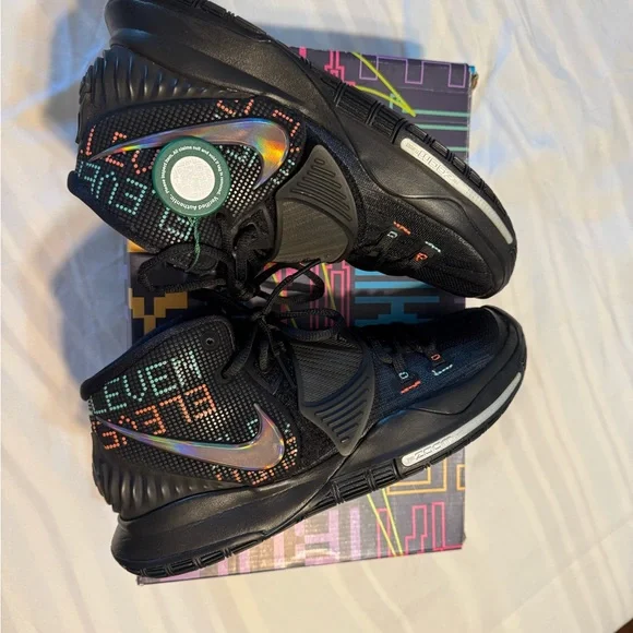 Black and Teal Athletic Sneakers - Picture 4 of 5